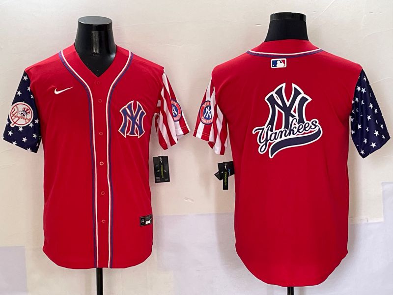 Men New York Yankees Blank Red a generation of national flags Jointly Name 2025 Nike MLB Jersey style 16